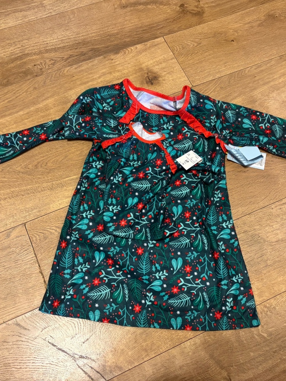 Christmas nightgown with matching doll nightgown NWT